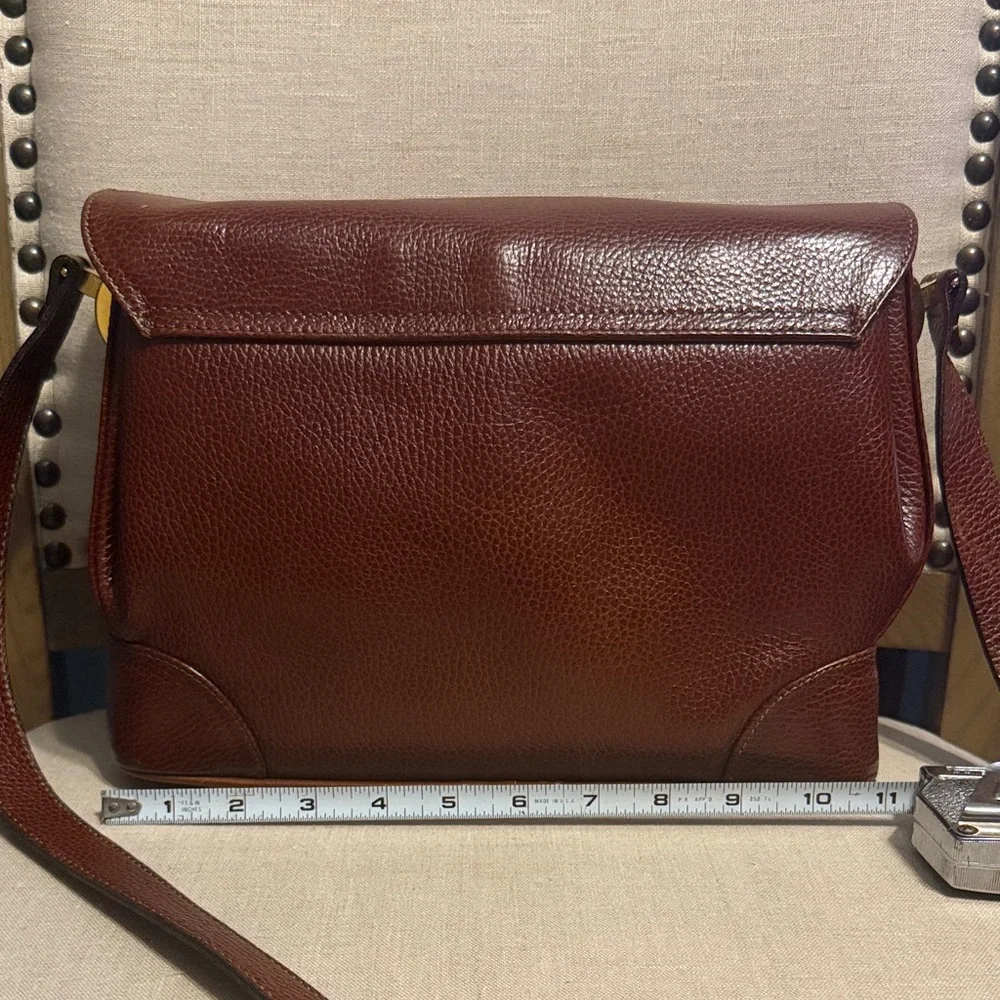 Lord & Taylor Vintage Rich Brown Leather Messenger Bag
